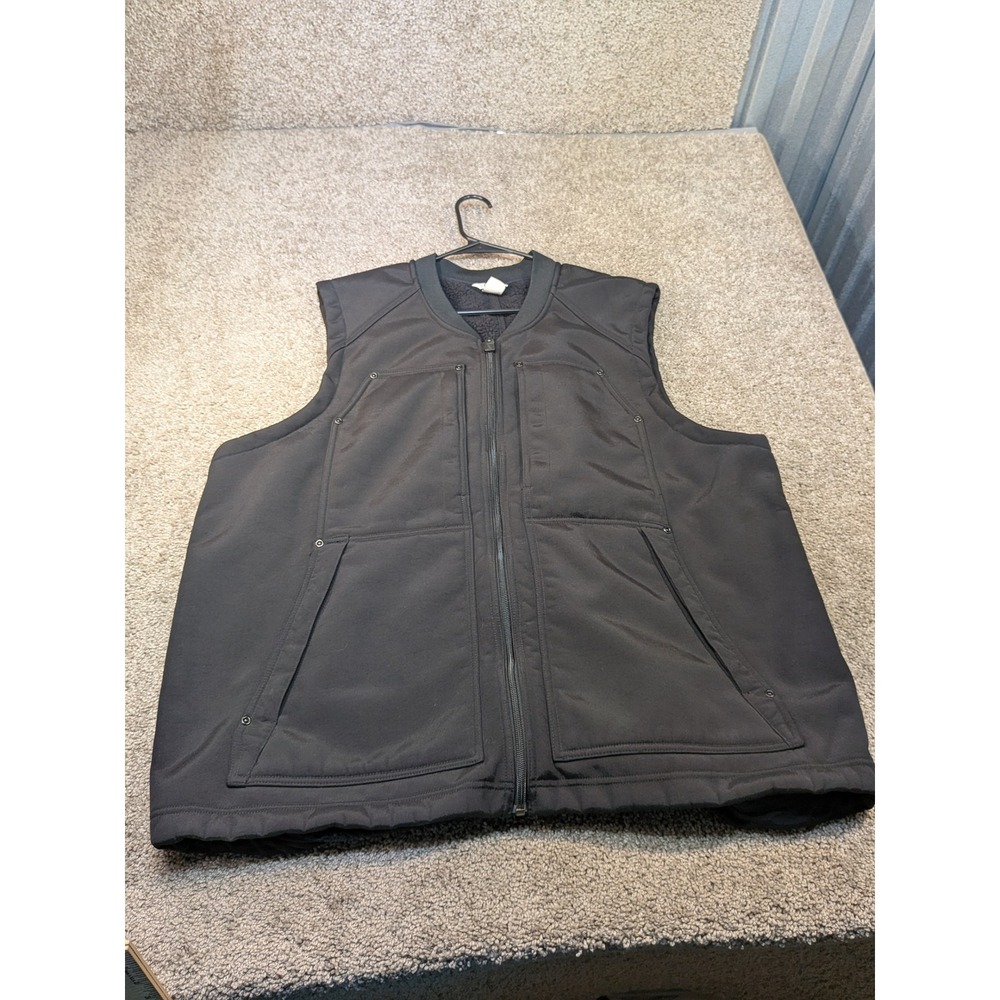 Duluth Trading Co Mens Grunt Work Vest Black Sherpa Lined Utility 2XL 80805